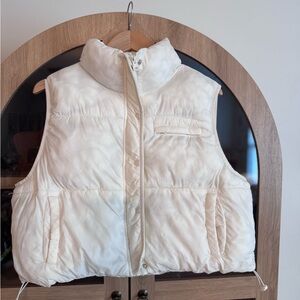 Simply Southern Cream Puffer Vest Quilted Zip Snap Front XL